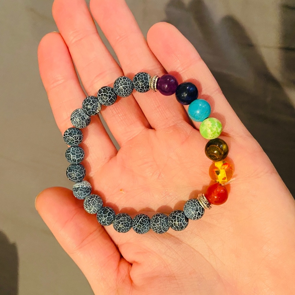 ✨3 for $25 blue 7 stone chakra healing bracelet.